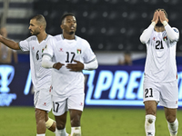 Zeid Qunbar of Palestine celebrates with his teammates after scoring a goal during the FIFA World Cup 2026 Qualification 3rd Round group B m...