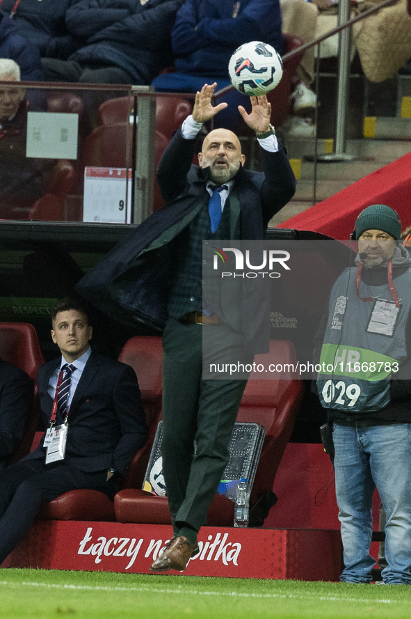 Coach Michal Probierz during UEFA Nations League match Poland vs Croatia in Warsaw Poland on 15 October 2024. 