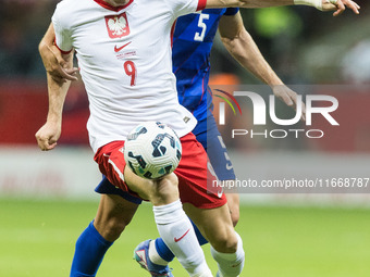 Robert Lewandowski , Martin Erlic  during UEFA Nations League match Poland vs Croatia in Warsaw Poland on 15 October 2024. (