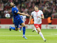 Martin Erlic , Robert Lewandowski  during UEFA Nations League match Poland vs Croatia in Warsaw Poland on 15 October 2024. (