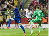 Josip Sutalo , Robert Lewandowski , Dominik Livakovic  during UEFA Nations League match Poland vs Croatia in Warsaw Poland on 15 October 202...