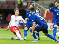 Nicola Zalewski , Luka Modric , Martin Erlic , Josip Sutalo  during UEFA Nations League match Poland vs Croatia in Warsaw Poland on 15 Octob...