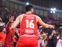 Kostas Papanikolaou of Olympiacos Piraeus plays during the Euroleague, Round 3 match between Olympiacos Piraeus and EA7 Emporio Armani Milan...