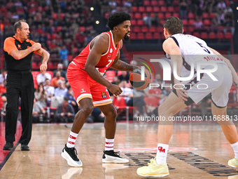 Shaquielle Mckissic of Olympiacos Piraeus plays during the Euroleague, Round 3 match between Olympiacos Piraeus and EA7 Emporio Armani Milan...