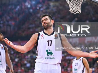 Giampaolo Ricci of EA7 Emporio Armani Milan plays during the Euroleague, Round 3 match between Olympiacos Piraeus and EA7 Emporio Armani Mil...