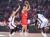 Giannoulis Larentzakis of Olympiacos Piraeus plays during the Euroleague, Round 3 match between Olympiacos Piraeus and EA7 Emporio Armani Mi...