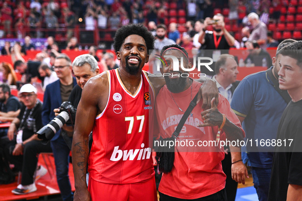 Shaquielle Mckissic of Olympiacos Piraeus is with Rodinei during the Euroleague, Round 3 match between Olympiacos Piraeus and EA7 Emporio Ar...