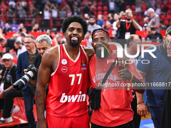 Shaquielle Mckissic of Olympiacos Piraeus is with Rodinei during the Euroleague, Round 3 match between Olympiacos Piraeus and EA7 Emporio Ar...