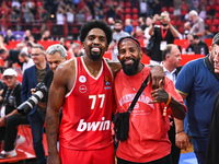 Shaquielle Mckissic of Olympiacos Piraeus is with Rodinei during the Euroleague, Round 3 match between Olympiacos Piraeus and EA7 Emporio Ar...