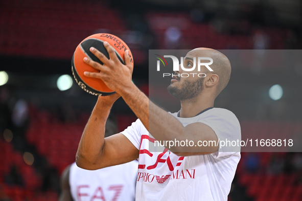 Shavon Shields of EA7 Emporio Armani Milan plays during the Euroleague, Round 3 match between Olympiacos Piraeus and EA7 Emporio Armani Mila...