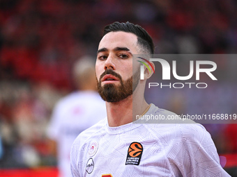 Luca Vildoza of Olympiacos Piraeus plays during the Euroleague, Round 3 match between Olympiacos Piraeus and EA7 Emporio Armani Milan at Pea...