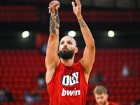 Evan Fournier of Olympiacos Piraeus plays during the Euroleague, Round 3 match between Olympiacos Piraeus and EA7 Emporio Armani Milan at Pe...