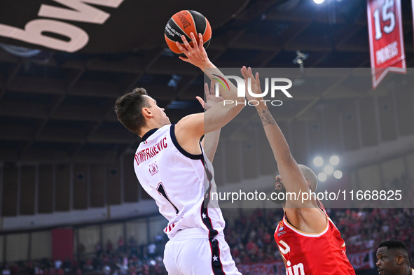 Neno Dimitrijevic of EA7 Emporio Armani Milan plays during the Euroleague, Round 3 match between Olympiacos Piraeus and EA7 Emporio Armani M...