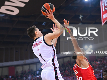 Neno Dimitrijevic of EA7 Emporio Armani Milan plays during the Euroleague, Round 3 match between Olympiacos Piraeus and EA7 Emporio Armani M...