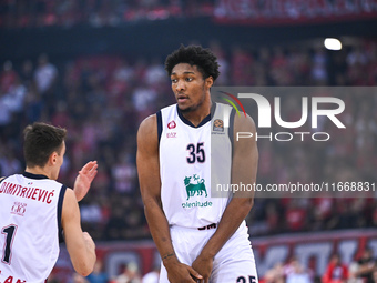 David McCormack of EA7 Emporio Armani Milan plays during the Euroleague, Round 3 match between Olympiacos Piraeus and EA7 Emporio Armani Mil...