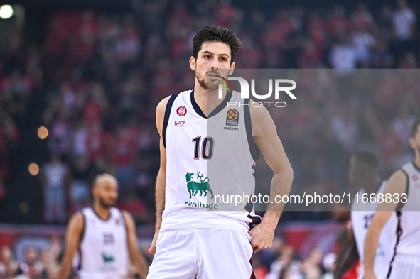 Leandro Bolmaro of EA7 Emporio Armani Milan plays during the Euroleague, Round 3 match between Olympiacos Piraeus and EA7 Emporio Armani Mil...