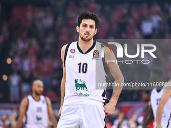 Leandro Bolmaro of EA7 Emporio Armani Milan plays during the Euroleague, Round 3 match between Olympiacos Piraeus and EA7 Emporio Armani Mil...