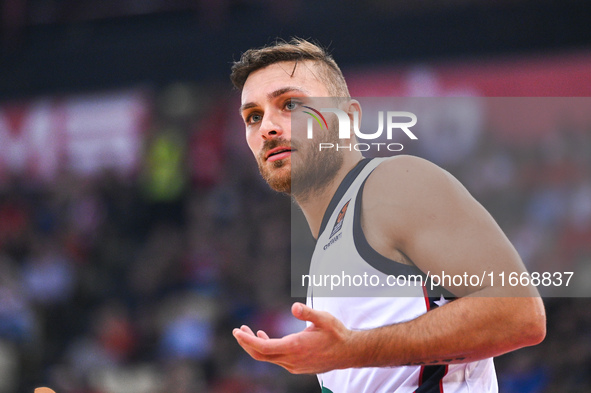 Stefano Tonut of EA7 Emporio Armani Milan plays during the Euroleague, Round 3 match between Olympiacos Piraeus and EA7 Emporio Armani Milan...