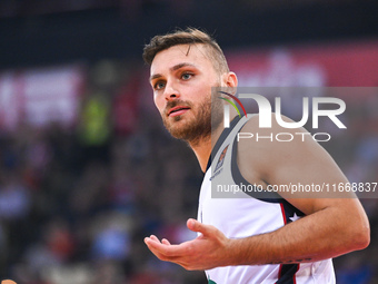 Stefano Tonut of EA7 Emporio Armani Milan plays during the Euroleague, Round 3 match between Olympiacos Piraeus and EA7 Emporio Armani Milan...