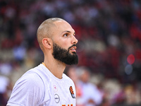 Evan Fournier of Olympiacos Piraeus plays during the Euroleague, Round 3 match between Olympiacos Piraeus and EA7 Emporio Armani Milan at Pe...