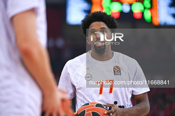 Shaquielle Mckissic of Olympiacos Piraeus plays during the Euroleague, Round 3 match between Olympiacos Piraeus and EA7 Emporio Armani Milan...