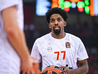 Shaquielle Mckissic of Olympiacos Piraeus plays during the Euroleague, Round 3 match between Olympiacos Piraeus and EA7 Emporio Armani Milan...