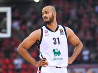 Shavon Shields of EA7 Emporio Armani Milan plays during the Euroleague, Round 3 match between Olympiacos Piraeus and EA7 Emporio Armani Mila...