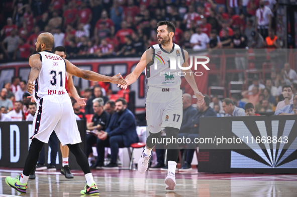 Giampaolo Ricci of EA7 Emporio Armani Milan plays during the Euroleague, Round 3 match between Olympiacos Piraeus and EA7 Emporio Armani Mil...