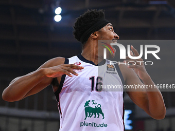 Zach Leday of EA7 Emporio Armani Milan plays during the Euroleague, Round 3 match between Olympiacos Piraeus and EA7 Emporio Armani Milan at...