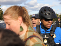 Indigenous demonstrators clash with police near the U.S. Capitol in Washington, D.C. on October 15, 2024 after U.S. Park Police attempt to c...