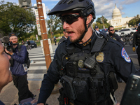 Indigenous demonstrators clash with police near the U.S. Capitol in Washington, D.C. on October 15, 2024 after U.S. Park Police attempt to c...