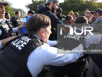 Indigenous demonstrators clash with police near the U.S. Capitol in Washington, D.C. on October 15, 2024 after U.S. Park Police attempt to c...