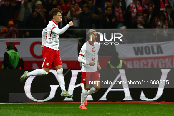 Nicola Zalewski of Poland celebrates the goal during UEFA Nations League football match Poland - Croatia at National Stadium in Warsaw, Pola...