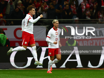 Nicola Zalewski of Poland celebrates the goal during UEFA Nations League football match Poland - Croatia at National Stadium in Warsaw, Pola...