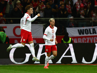 Nicola Zalewski of Poland celebrates the goal during UEFA Nations League football match Poland - Croatia at National Stadium in Warsaw, Pola...