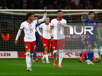 Nicola Zalewski of Poland celebrates the goal during UEFA Nations League football match Poland - Croatia at National Stadium in Warsaw, Pola...