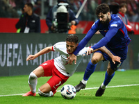 Kacper Urbanski of Poland and Josko Gvardiol of Croatia during UEFA Nations League football match Poland - Croatia at National Stadium in Wa...