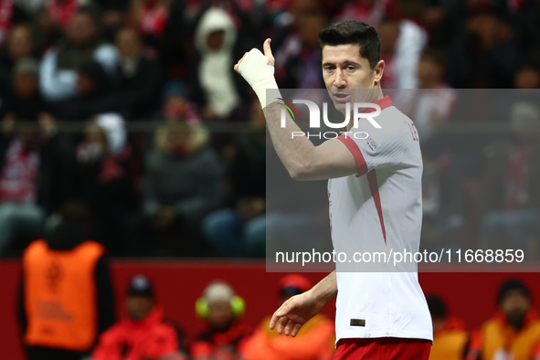 Robert Lewandowski of Poland during UEFA Nations League football match Poland - Croatia at National Stadium in Warsaw, Poland on October 15,...