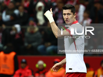 Robert Lewandowski of Poland during UEFA Nations League football match Poland - Croatia at National Stadium in Warsaw, Poland on October 15,...