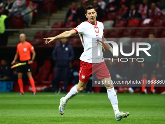 Robert Lewandowski of Poland during UEFA Nations League football match Poland - Croatia at National Stadium in Warsaw, Poland on October 15,...