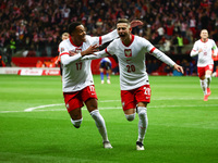 Michael Ameyew and Sebastian Szymanski of Poland celebrate the goal during UEFA Nations League football match Poland - Croatia at National S...