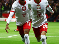 Michael Ameyew and Sebastian Szymanski of Poland celebrate the goal during UEFA Nations League football match Poland - Croatia at National S...