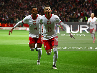 Michael Ameyew and Sebastian Szymanski of Poland celebrate the goal during UEFA Nations League football match Poland - Croatia at National S...