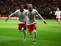 Michael Ameyew and Sebastian Szymanski of Poland celebrate the goal during UEFA Nations League football match Poland - Croatia at National S...