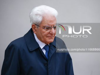 President of Italy, Sergio Mattarella attends a welcome ceremony during the Arraiolos Group meeting at the Wawel Royal Castle in Krakow, Pol...