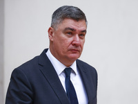 Croatia's President Zoran Milanovic attends a welcome ceremony during the Arraiolos Group meeting at the Wawel Royal Castle in Krakow, Polan...