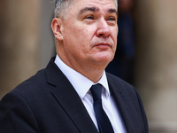 Croatia's President Zoran Milanovic attends a welcome ceremony during the Arraiolos Group meeting at the Wawel Royal Castle in Krakow, Polan...