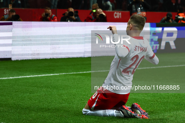 Sebastian Szymanski of Poland celebrates the goal during UEFA Nations League football match Poland - Croatia at National Stadium in Warsaw,...