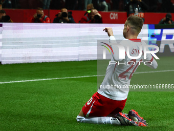 Sebastian Szymanski of Poland celebrates the goal during UEFA Nations League football match Poland - Croatia at National Stadium in Warsaw,...