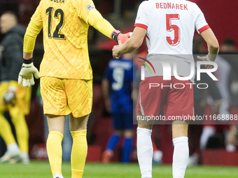 Marcin Bulka , Jan Bednarek  during UEFA Nations League match Poland vs Croatia in Warsaw Poland on 15 October 2024. (